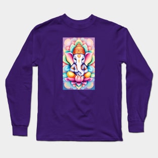 Ganesha Baby sitting on a lotus Flower Long Sleeve T-Shirt